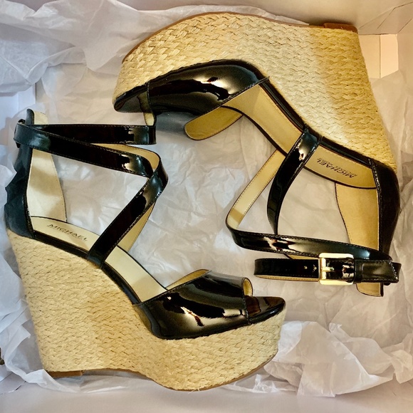 Michael Kors  Black Patent Leather Wedge (NWOT) - Picture 1 of 10